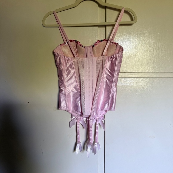 Fredrick's Of Hollywood Pink Floral Embroidered Corset Size 32 Coquette - Picture 8 of 16